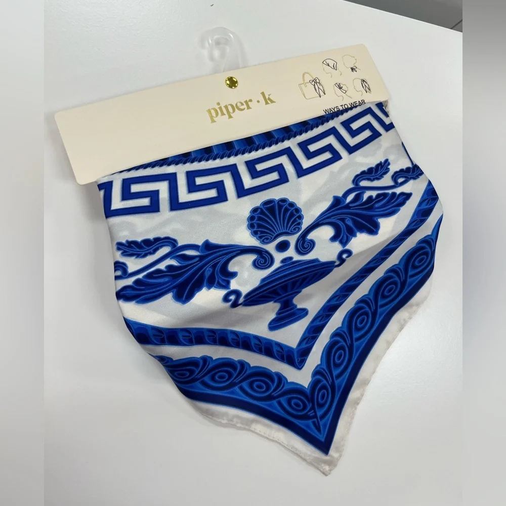 NWT ⚜️💙⚜️ Piper K Gorgeous Satin Head Scarf Bandana Head Wrap - Picture 5 of 7